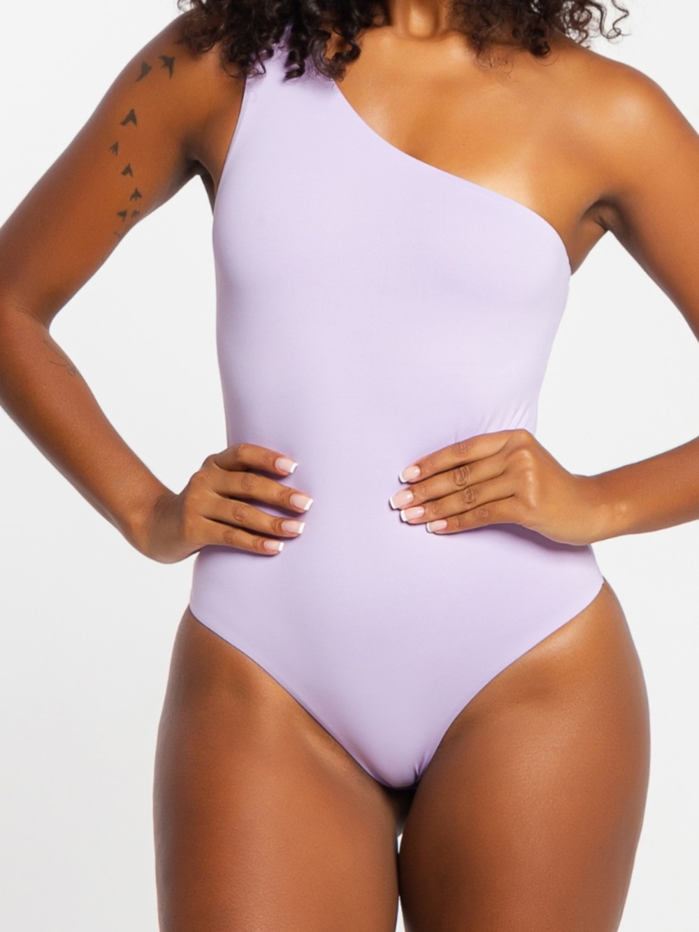 Lavender One Shoulder Bodysuit -(RUN SMALL, SIZE UP FOR BEST FIT)